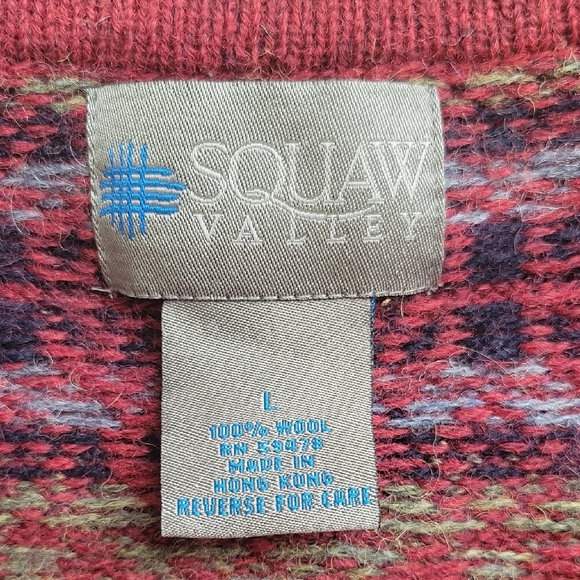 Squaw Valley Womens Vintage 100% Wool Fair Isle Nodric Cardigan - Size Large - Picture 10 of 10